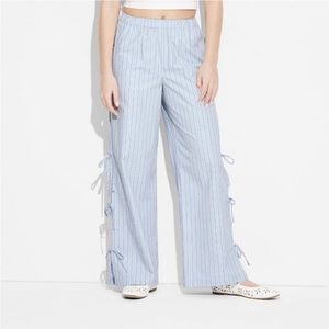 NWT Women’s High Rise Site Tie Related Boxer Pants.  Blue Striped.   S